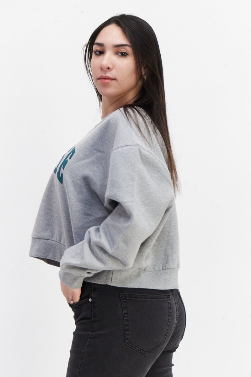 Ellesse سويت شيرتات بأكمام طويلة بياقة دائرية للنساء بشعار العلامة التجارية، مزيج رمادي - Image 3